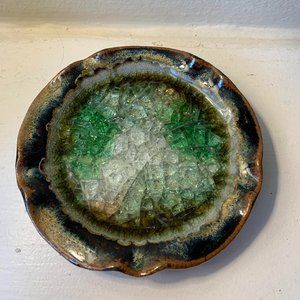 Vintage Studio Art Recycled Glass Pottery Ashtray Trinket Dish